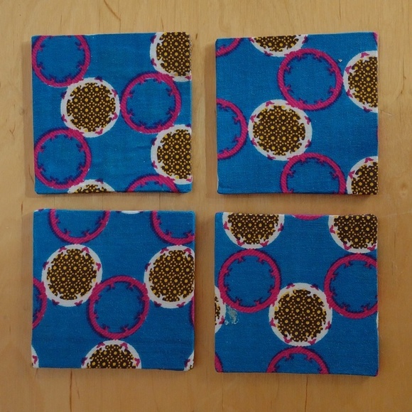 Set of 4 handmade African fabric coasters - so vibrant! - Picture 2 of 4